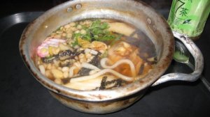 Noodle soup in a medieval bowl